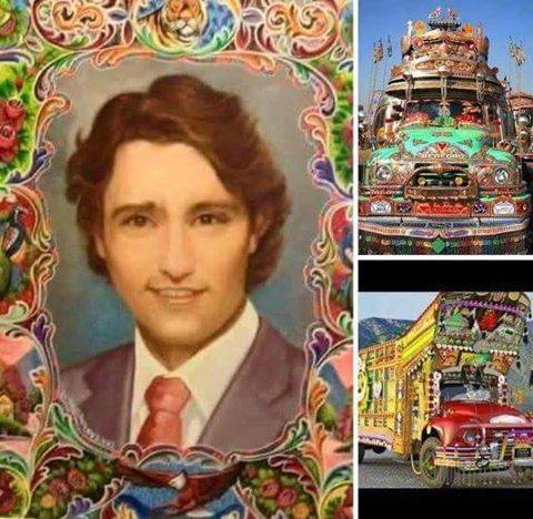 کینیڈا کے وزیر اعظم کی تصویر پاکستانی ٹرکوں کی زینت بن گئی 