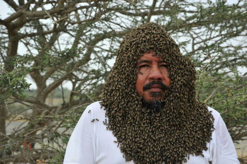 سعودی شہری نے شہد کی 20 ہزار مکھیاں چہرے پر بٹھا لیں