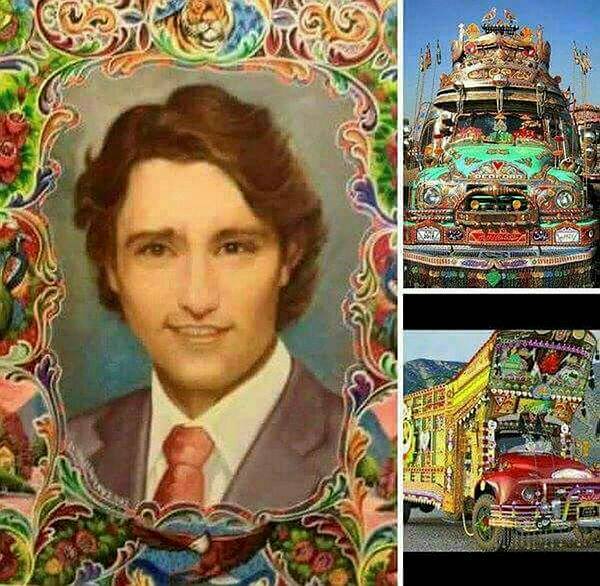 پاکستانی ٹرک پر کینیڈین وزیراعظم کی تصویر،شہرت کینیڈا کے اخبارات تک جا پہنچی