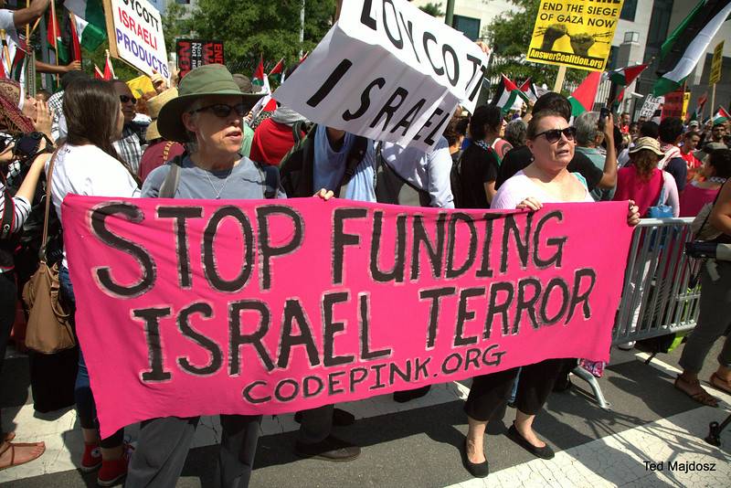 واشنگٹن میں اسرائیلی مظالم کے خلاف مظاہرہ