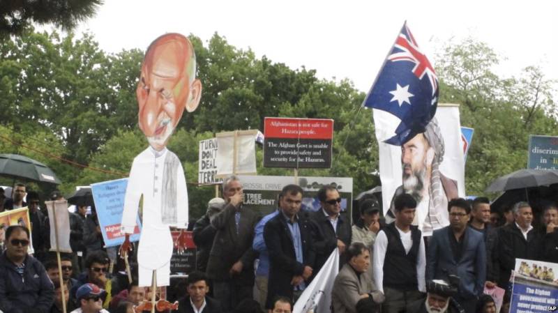 افغان صدر اشرف غنی کی آسٹریلیا آمد پر ہزارہ برادری کا مظاہرہ‎