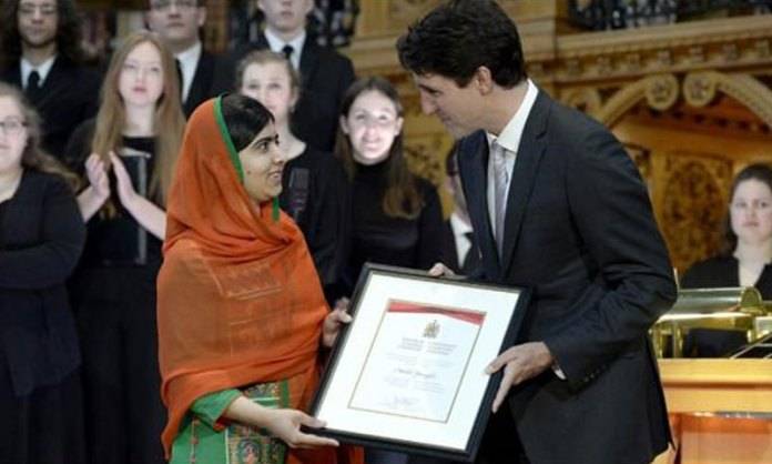 نوبل انعام یافتہ ملالہ یوسف زئی کو کینیڈا کی اعزازی شہریت مل گئی 
