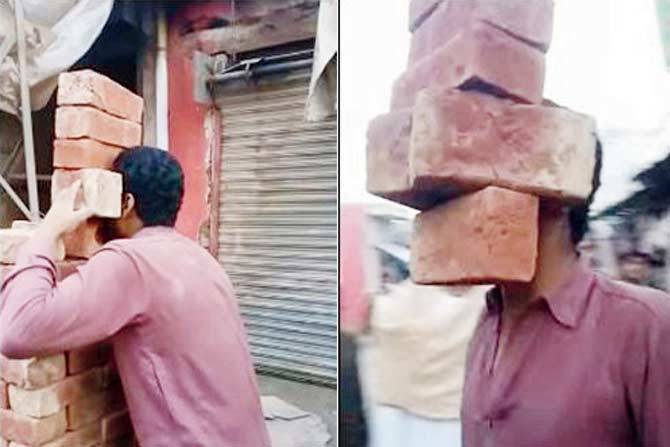 دانتوں سے چھ بھاری اینٹیں اٹھانے والے پاکستانی نوجوان کی ویڈیو سوشل میڈیا پر وائرل 