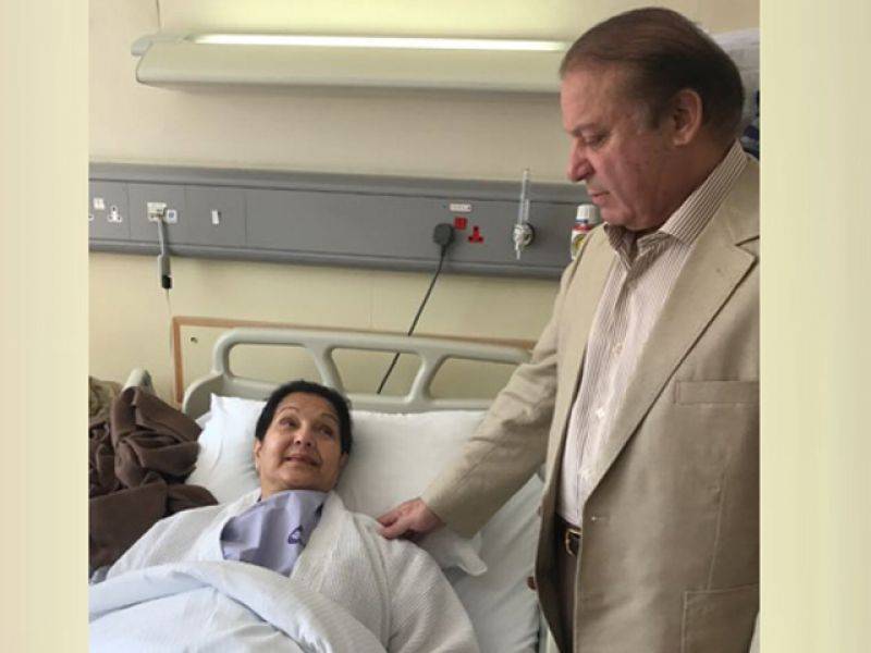 سرجری آج متوقع ، نواز شریف اہلیہ کی حوصلہ افزائی کیلئے ہسپتال پہنچ گئے 