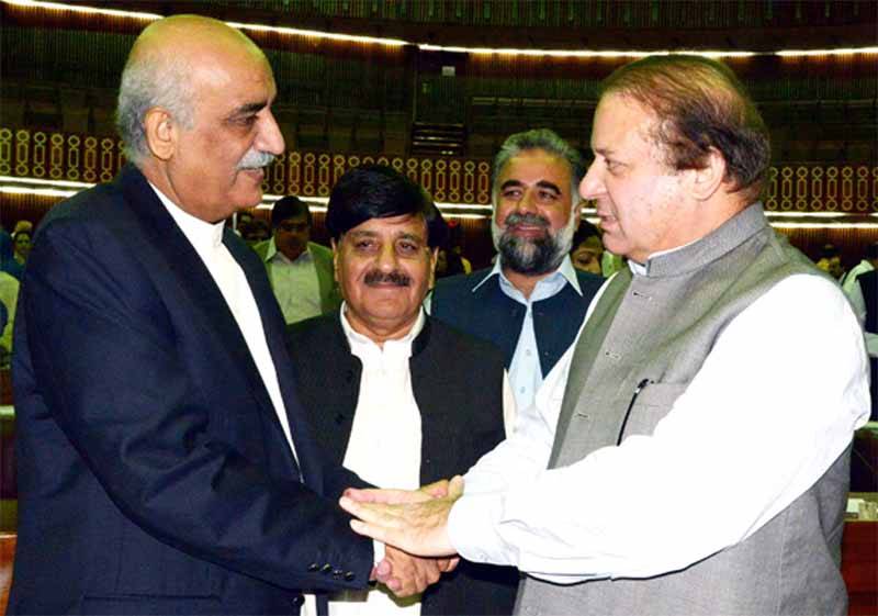 اپوزیشن لیڈر خورشید شاہ کی نوازشریف کو پارٹی صدر بننے پر مبارکباد 