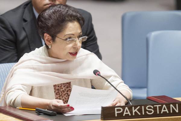تمام عرب علاقوں سے قابض فورسز کا انخلا ضروری ہے : ملیحہ لودھی 