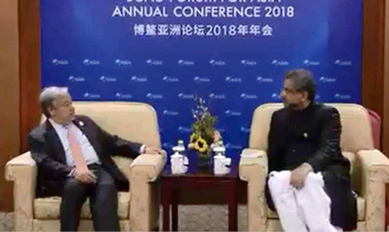 وزیراعظم کی انتونیو گوئیتریز سے ملاقات، مقبوضہ کشمیر کے معاملے پر بات چیت
