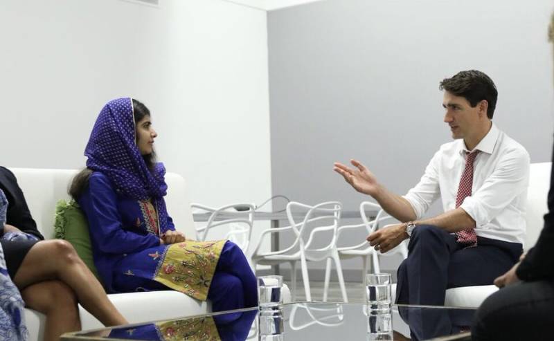 ملالہ یوسف زئی کی ٹروڈو سے ملاقات، لڑکیوں کی تعلیم پر گفتگو