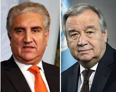 شاہ محمود کو انتونیو گوتریس اور ترک وزیر خارجہ کا فون، تعاون کی یقین دہانی
