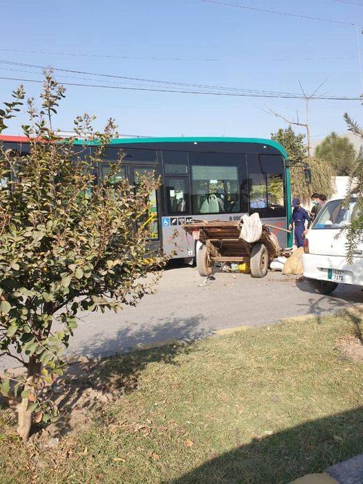 Peshawar BRT bus collided with a donkey cart