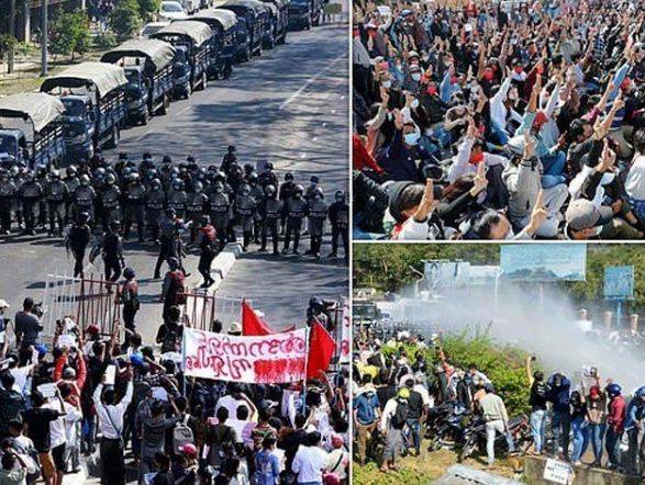 رنگون میں فوجی بغاوت کے خلاف مظاہرے ، پولیس کی فائرنگ 6 افراد ہلاک 