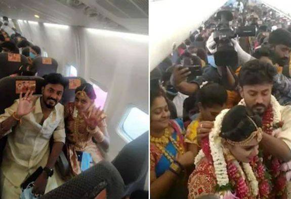 بھارت میں کورونا کی پابندیوں سے بچنے کے لئے جوڑے نے دوران پرواز شادی کرلی 