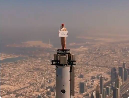 Woman, advertisement, top, Burj Khalifa, famous, social media