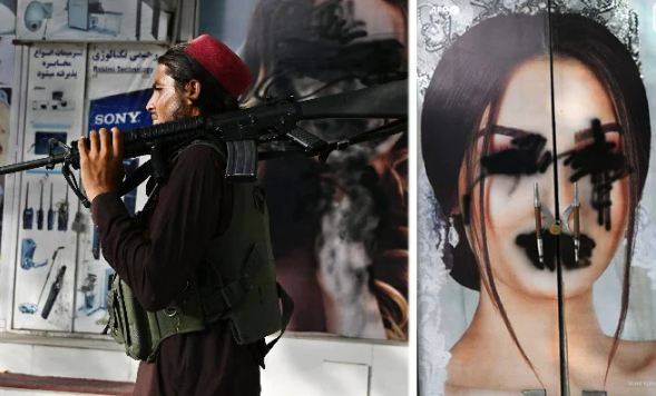 طالبان نے بیوٹی سیلونز کے باہر خواتین ماڈلز کی تصاویر پر سیاہ رنگ پھیر دیا 