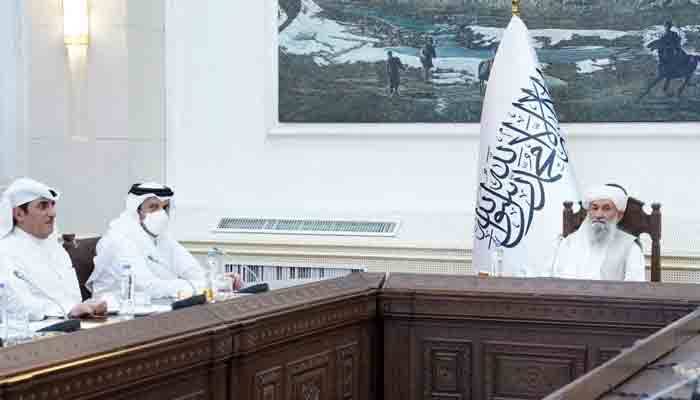 قطری وزیر خارجہ کی افغان عبوری وزیراعظم سمیت دیگر اعلیٰ قیادت سے ملاقات