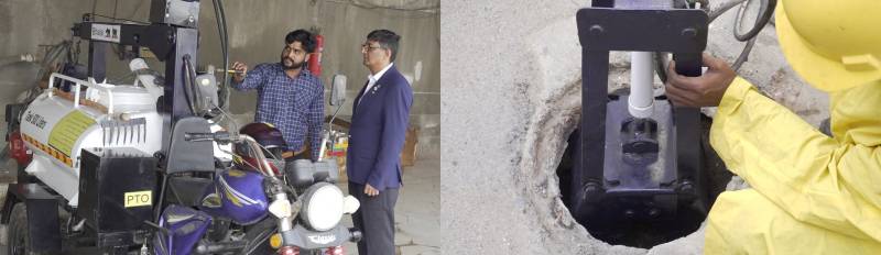 پاکستانی سیور مینوں کی زندگیوں کو بچانے کے لیے ڈرین کی صفائی کے لیے مشین تیار