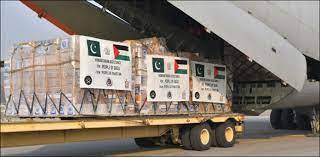 غزہ کے لیے پاکستان سےامدادی سامان کی پانچویں کھیپ روانہ 
