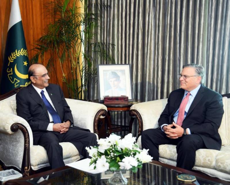  صدر آصف زرداری سے امریکی سفیر کی ملاقات، دوسری مرتبہ عہدہ سنبھالنے پر مبارکباد