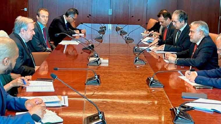 نائب وزیراعظم اسحاق ڈار کی نیو یارک میں اقوام متحدہ کے سیکرٹری جنرل سے ملاقات