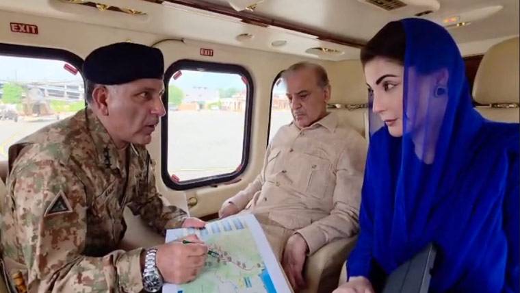 وزیراعظم شہباز شریف، مریم نواز کا سیلاب متاثرہ علاقوں کا فضائی دورہ، ریلیف اقدامات کی ہدایت