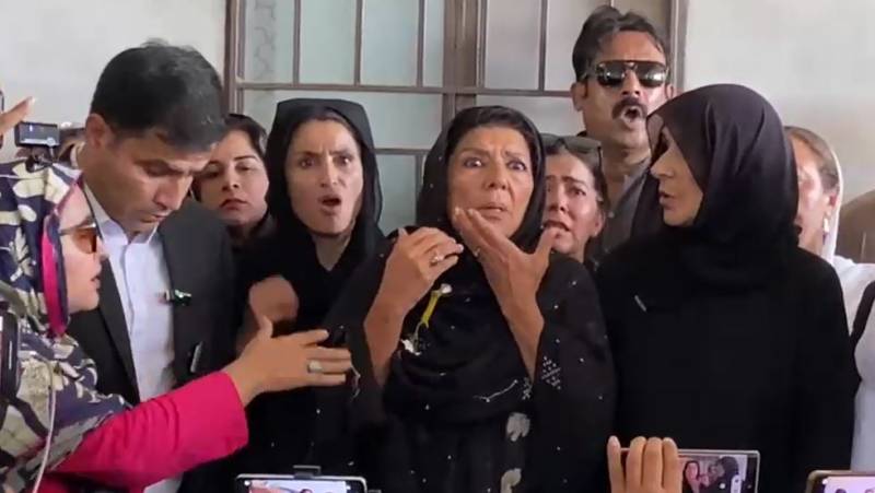 راولپنڈی میں میڈیا سے گفتگو کے دوران علیمہ خان پر انڈا پھینک دیا گیا 