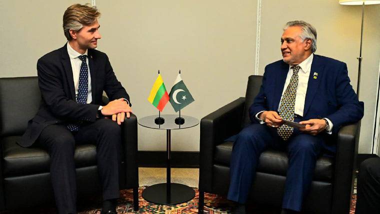 اقوام متحدہ کی جنرل اسمبلی اجلاس کے دوران اسحاق ڈار کی لیتھوانیا کے قائم مقام وزیر خارجہ سے ملاقات