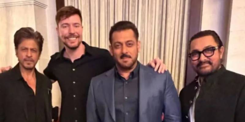 مسٹر بیسٹ کی بالی وُڈ کے تینوں خانز کے ساتھ تصویر ، سوشل میڈیا پر ہنگامہ