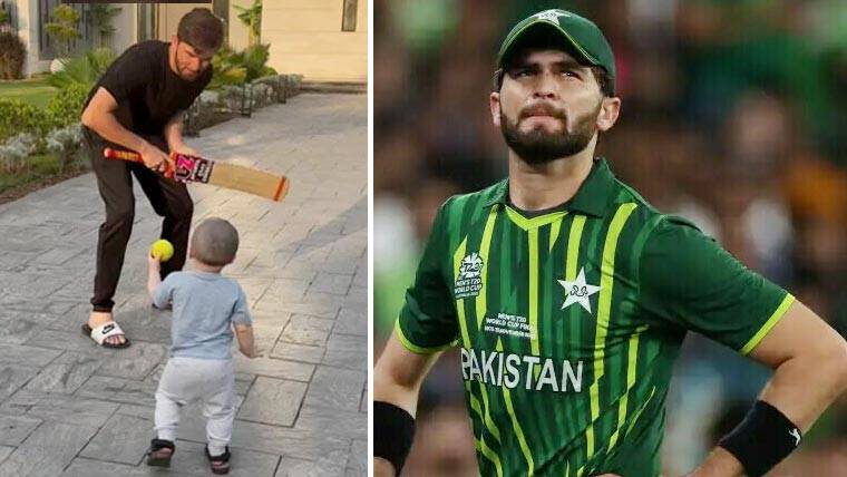 شاہین شاہ آفریدی کا اپنے بیٹے کے ساتھ کرکٹ پریکٹس کا دلچسپ لمحہ موشل میڈیا پر وائرل