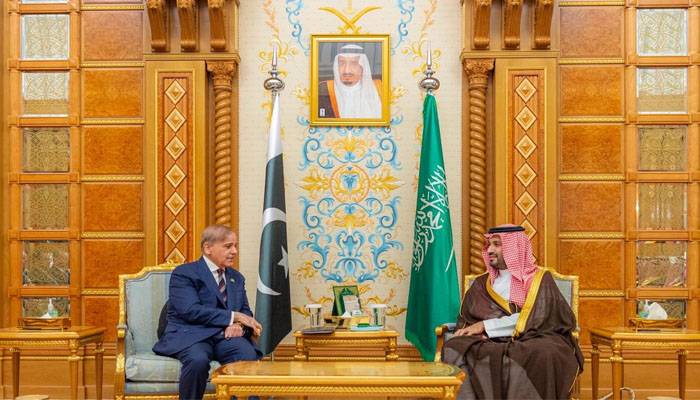 وزیراعظم شہباز شریف کی سعودی ولی عہد محمد بن سلمان سے ملاقات: تجارتی و اقتصادی تعلقات کو مزید مستحکم کرنے کے عزم کا اعادہ