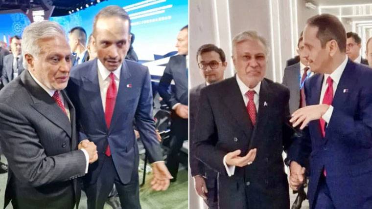 نائب وزیراعظم اسحاق ڈار کی قطر کے وزیراعظم سے غیر رسمی ملاقات