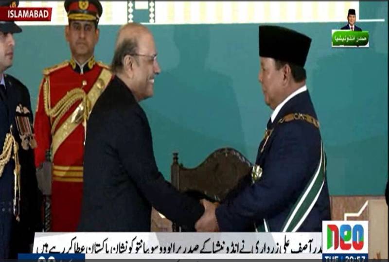 انڈونیشیا کے صدر پرابوو سو بیانتو کو نشان پاکستان سے نوازدیا گیا