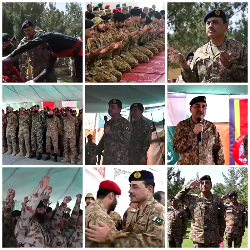  فیلڈ مارشل سیدعاصم منیر کا ژوب کا دورہ، اگلے مورچوں پر جوانوں کے ساتھ نمازِ عید ادا کی، شہداء کو خراجِ عقیدت