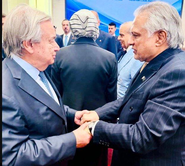 بشکیک میں اسحاق ڈار کی انتونیو گوتریس سے ملاقات، علاقائی صورتحال پر تبادلہ خیال