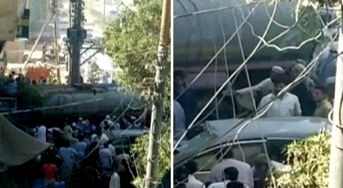 KARACHI: A speeding truck rammed into a bank, killing one person and injuring five others