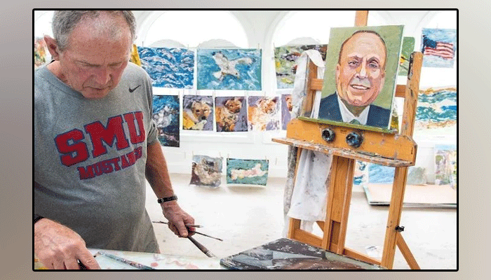 Former US President George W. Bush has paid tribute by painting a picture of a Pakistani personality