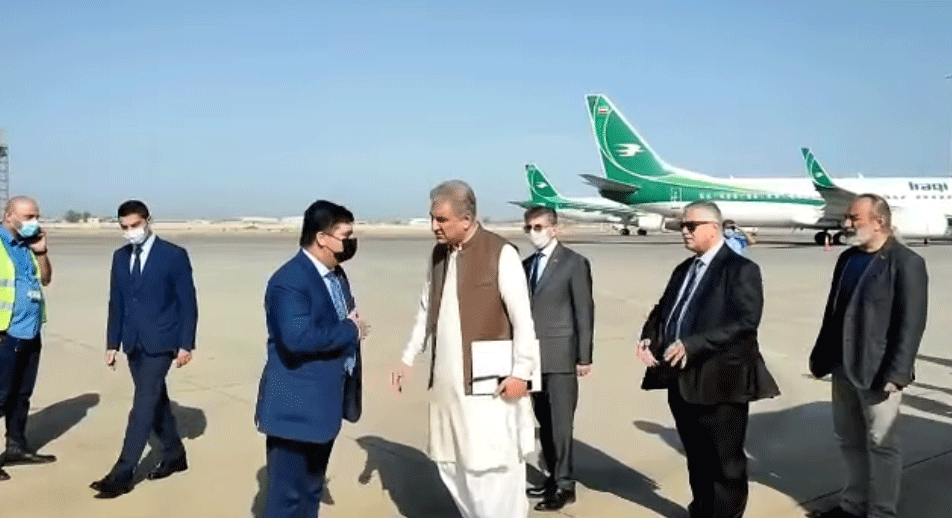 Foreign Minister Shah Mehmood Qureshi returns home after completing his visit to Iraq