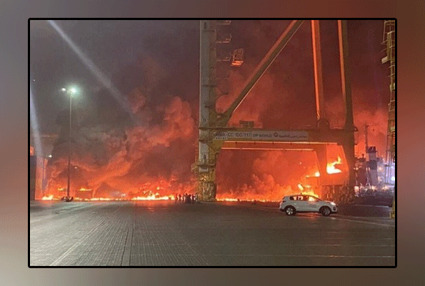 Fiery explosion erupts on ship at major global port in Dubai, tremors felt across city