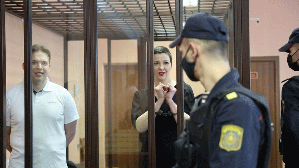Belarus jail terms for opposition figures Kolesnikova and Znak