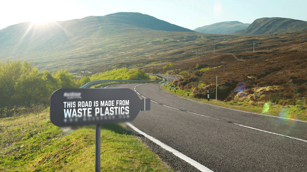 Road construction project from used plastic bottles in Islamabad